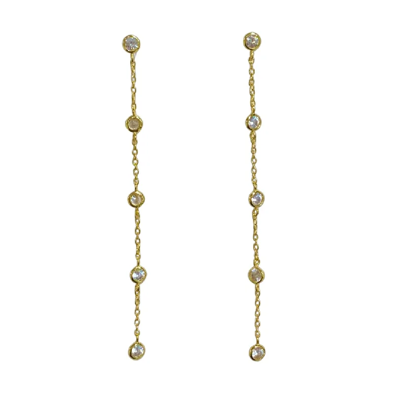 Ladies crystal earrings-Amy Bezel Drop Earrings