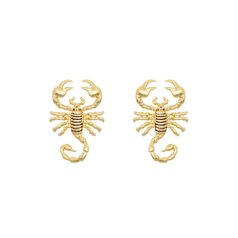 Ladies sterling silver hoop earrings-Scorpion Studs