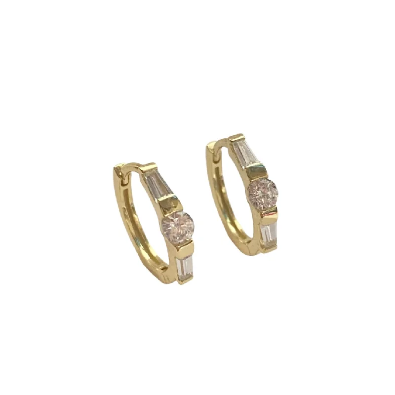 Ladies classic drop earrings-Haggy Princess Baguette Cut Huggies