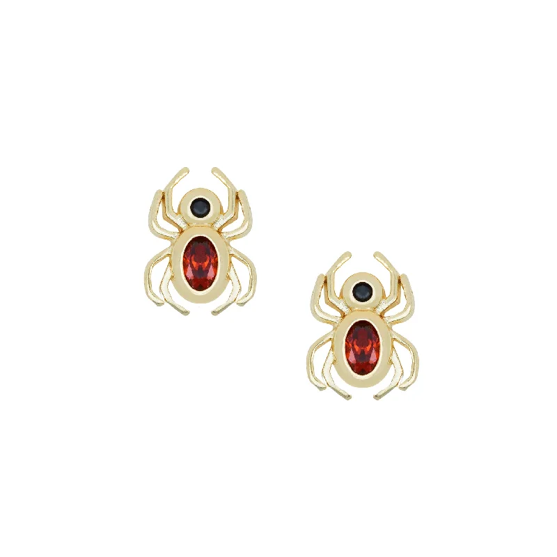 Ladies crystal earrings-Spider Studs