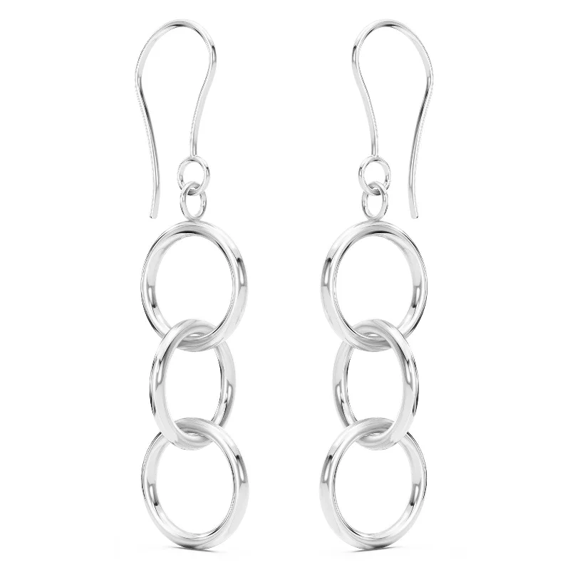 Ladies hoop stud earrings-Medium Silver Round Drop Earrings