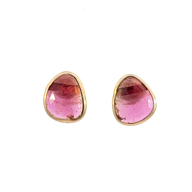 Ladies pearl stud earrings-Pink Tourmaline Elizabeth Stone Earrings