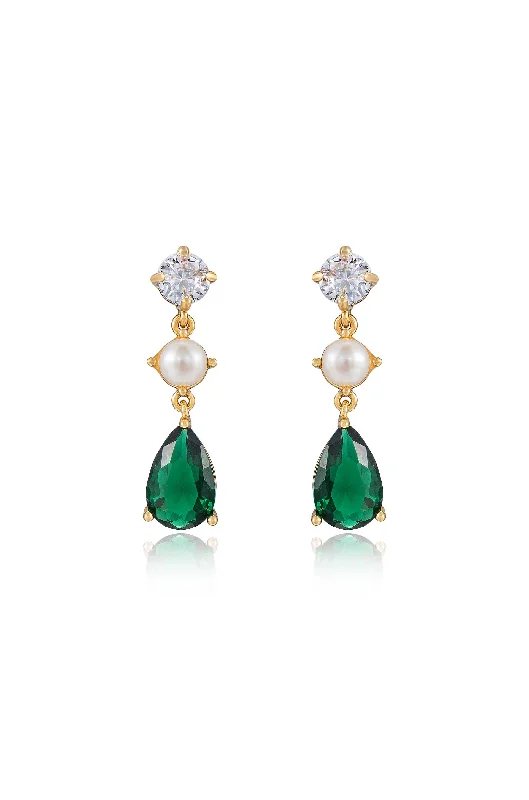 Ladies ruby earrings-Private Soiree Emerald Dangle Earrings