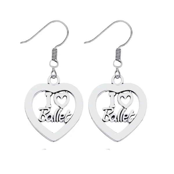 Ladies fashion statement earrings-Love Ballet Dangle Earrings