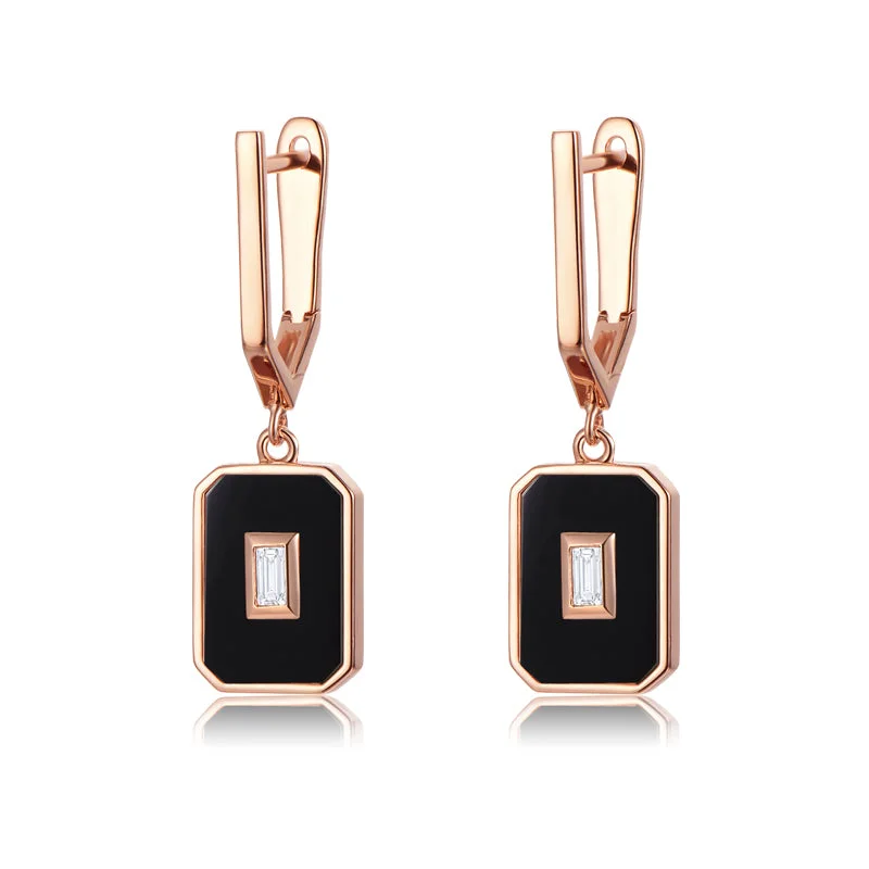 Ladies sapphire earrings-Heroine - Plate Earring-Black