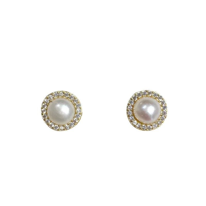 Ladies art deco earrings-Pearlea Sparkle S Studs