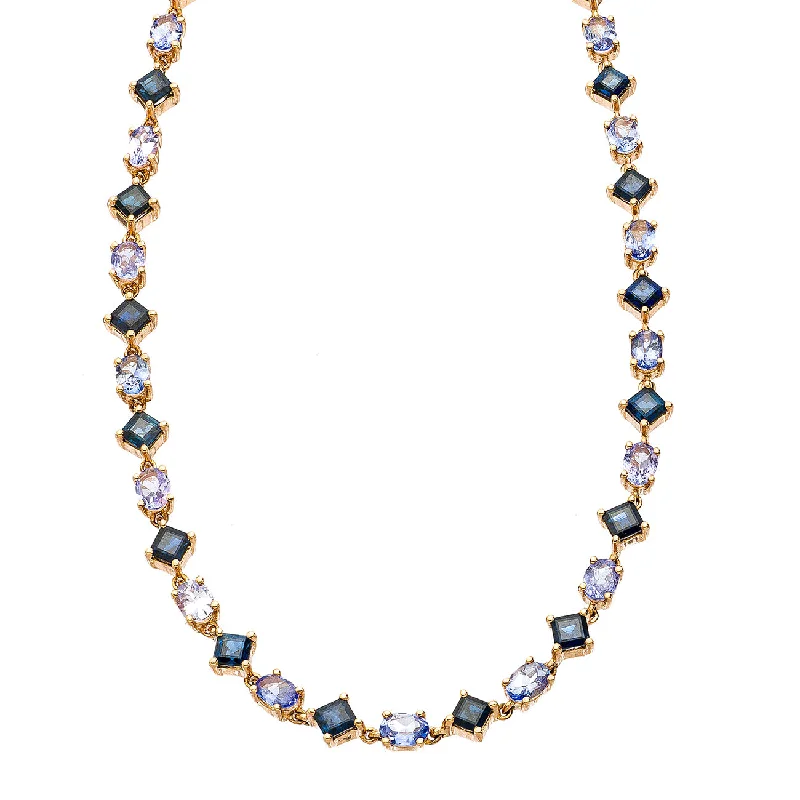 Ladies gemstone necklace-Maya Necklace 18k Rose Gold Sapphire Tanzanite