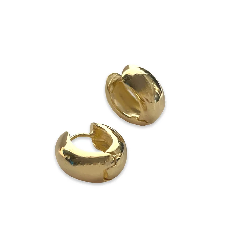 Ladies sterling silver drop earrings-Gold Filled Thick Huggies