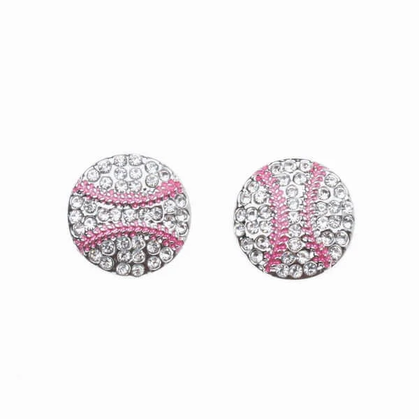 Ladies personalized earrings-Baseball Rhinestone Earrings