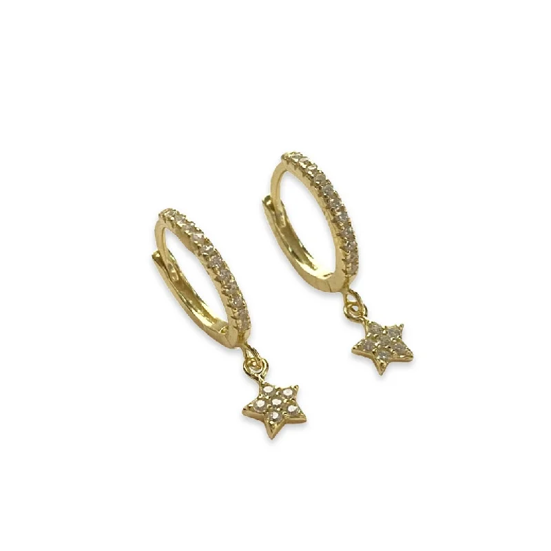 Ladies pearl drop earrings-Starley Pave Charm Huggies