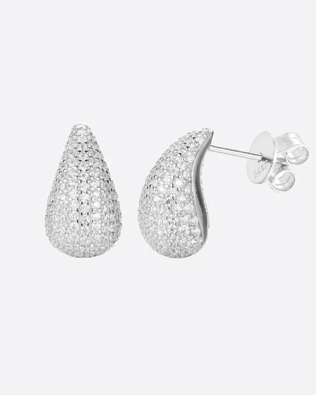 Ladies bridal earrings-MOISSANITE TEARDROPS EARRINGS. - WHITE GOLD