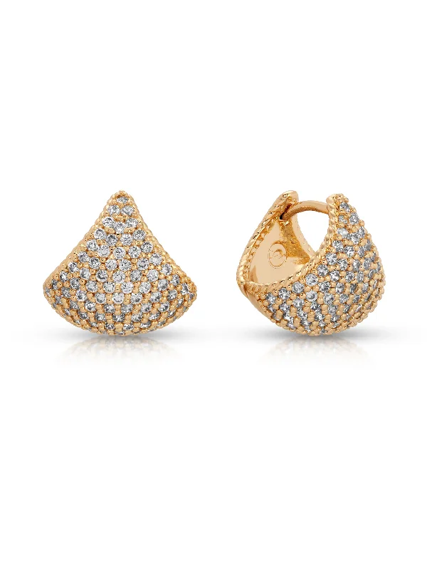 Ladies hanging earrings-Pavé Encrusted Huggie Hoops