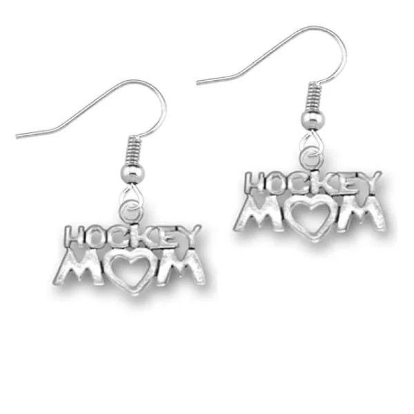 Ladies sterling silver stud earrings-Ice Hockey Mom Earrings