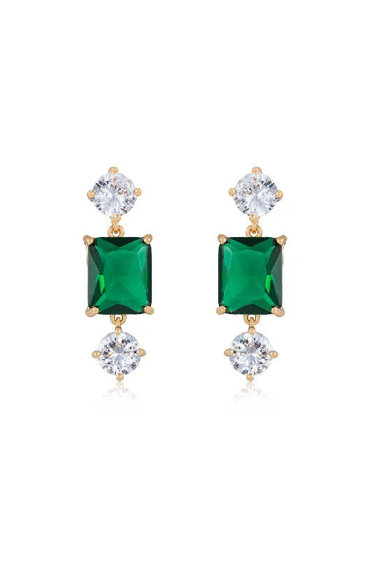 Ladies birthstone earrings-Emerald Beauty Dangle Earrings