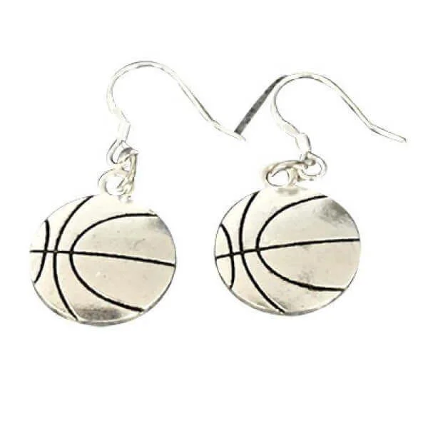 Ladies custom earrings-Basketball Charm Dangle Earrings