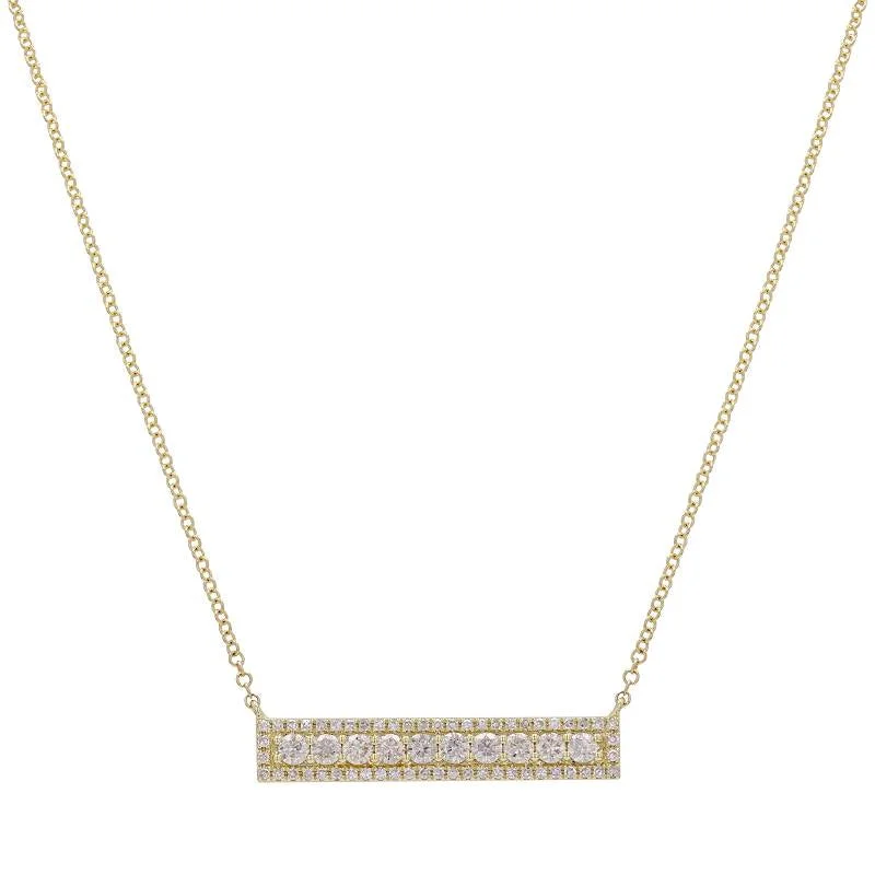 Ladies bridal statement necklace-Diamond Halo Bar Necklace