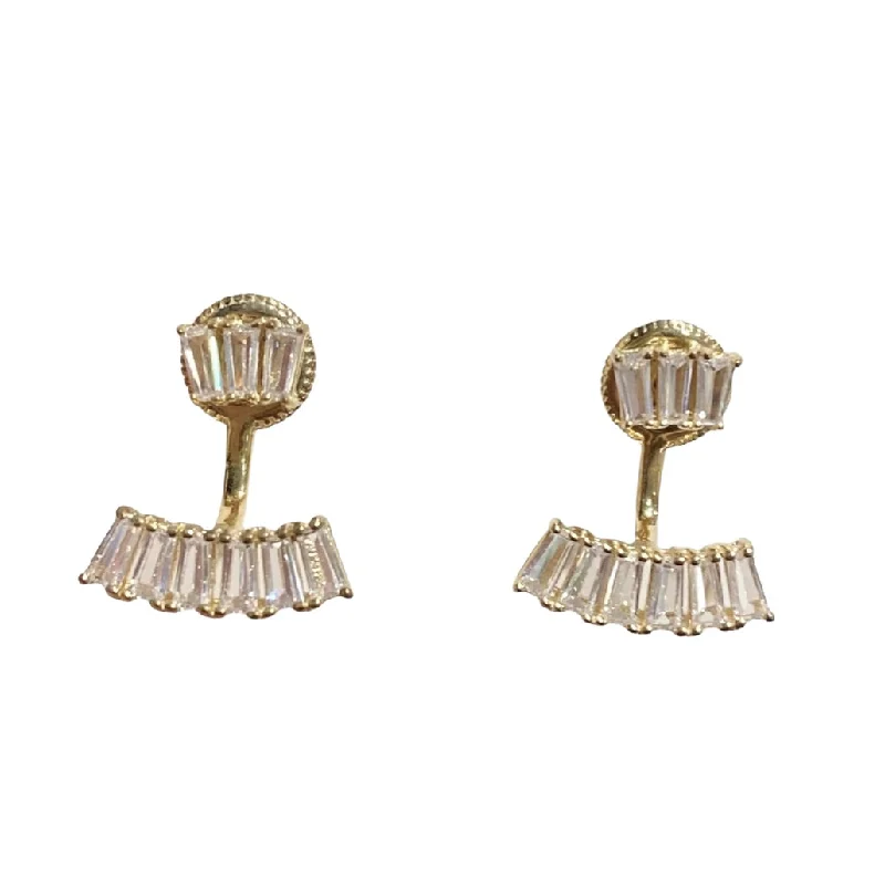 Ladies sparkling earrings-Jacklyn Baguette Jacket Earrings