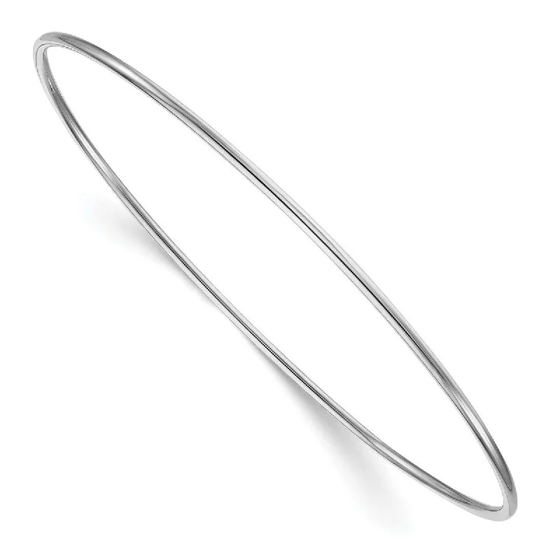 Ladies eternity bangle-Curata 14k White Gold 8" 1.5mm Polished Thin Slip on Bangle Bracelet