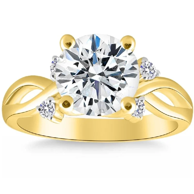 Ladies unique diamond engagement ring-2 5/8Ct Moissanite & Diamond Twist Engagement Ring in Yellow Gold