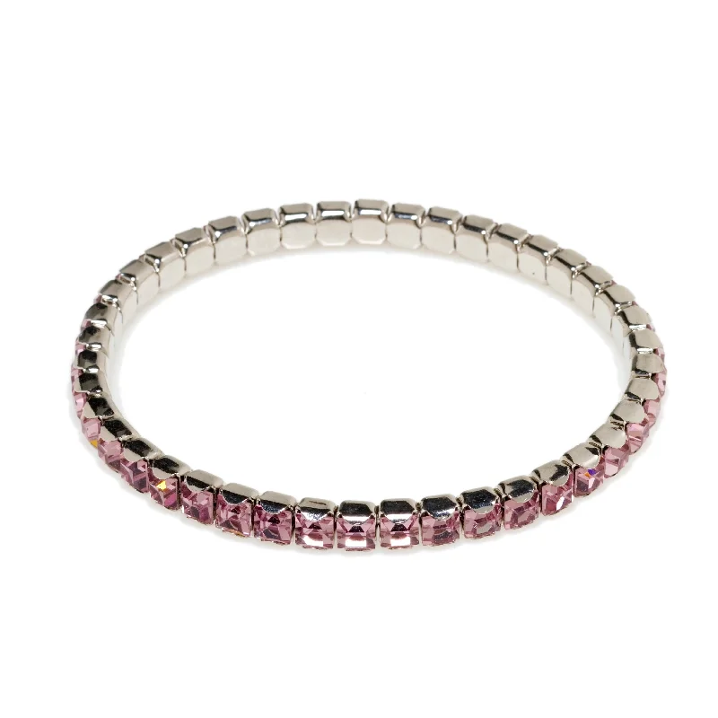 Ladies stackable bangle-Classic Crystal Square Tennis Bracelet