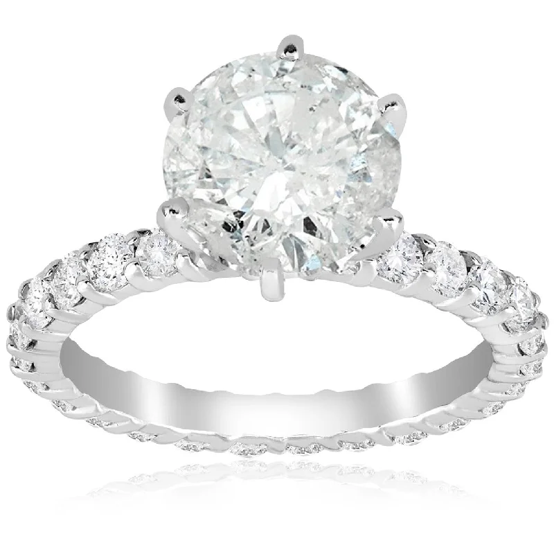 Ladies cushion cut engagement ring-5 carat Enhanced Diamond Engagement Eternity Ring White Gold Round Cut