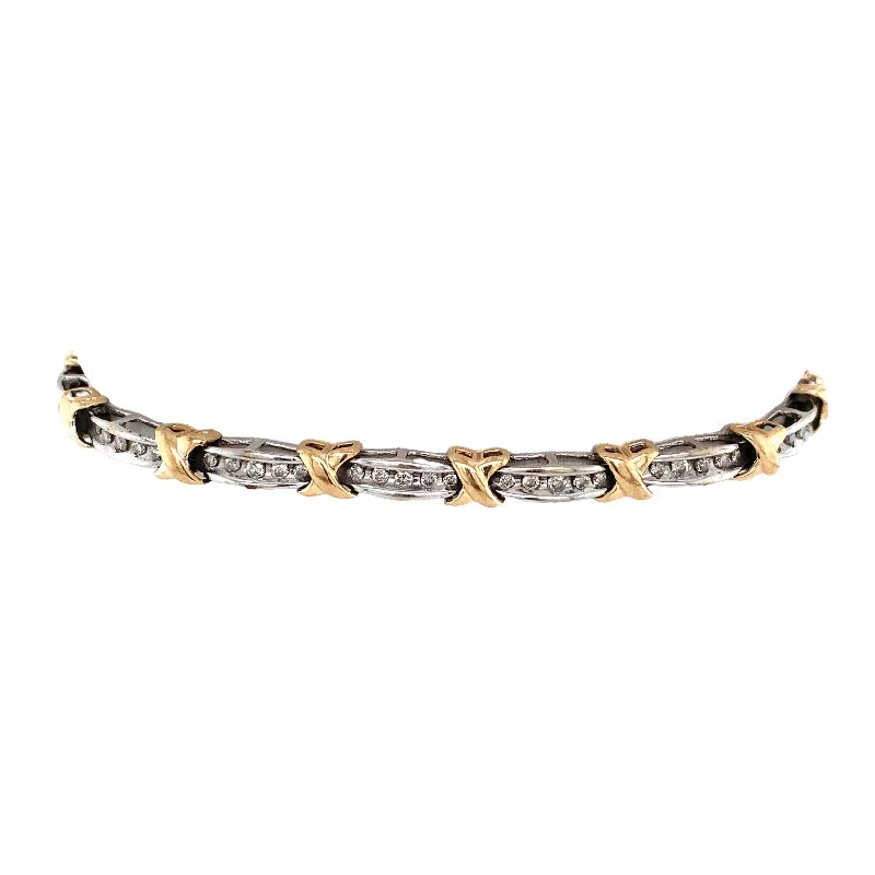 Ladies eternity bangle-10k Two Tone Diamond Bracelet With 1.00Tw