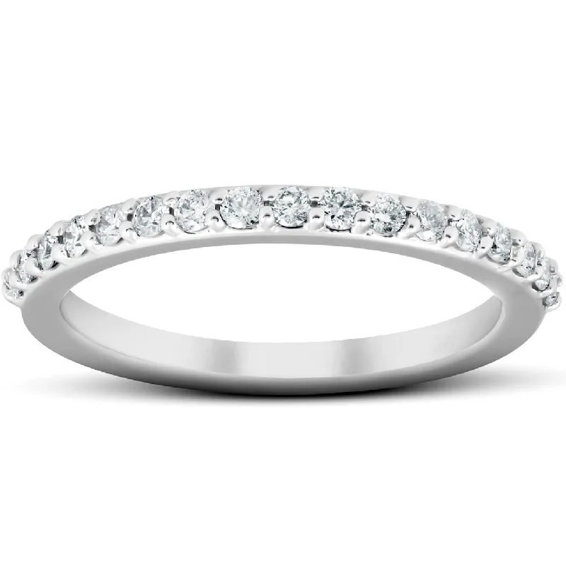 Ladies unique gold engagement ring-1/4Ct Diamond Ring Matching Guard Engagement Band White Gold