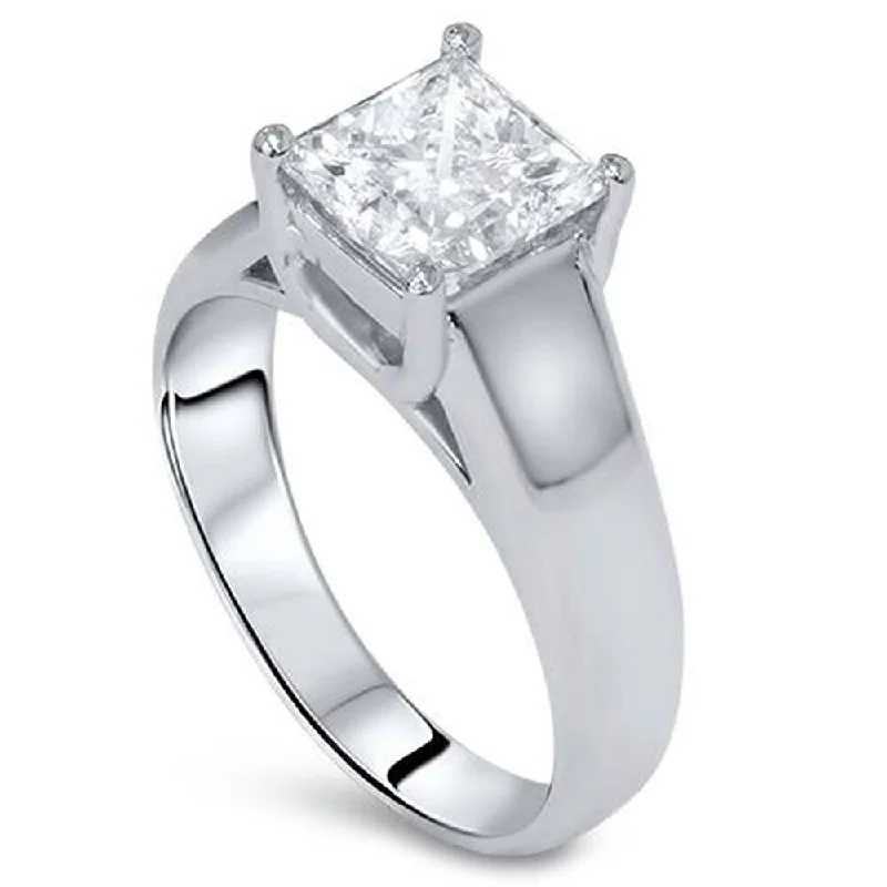 Ladies wedding engagement ring set-1/2ct Solitaire Princess Cut Diamond Engagement Ring White Gold