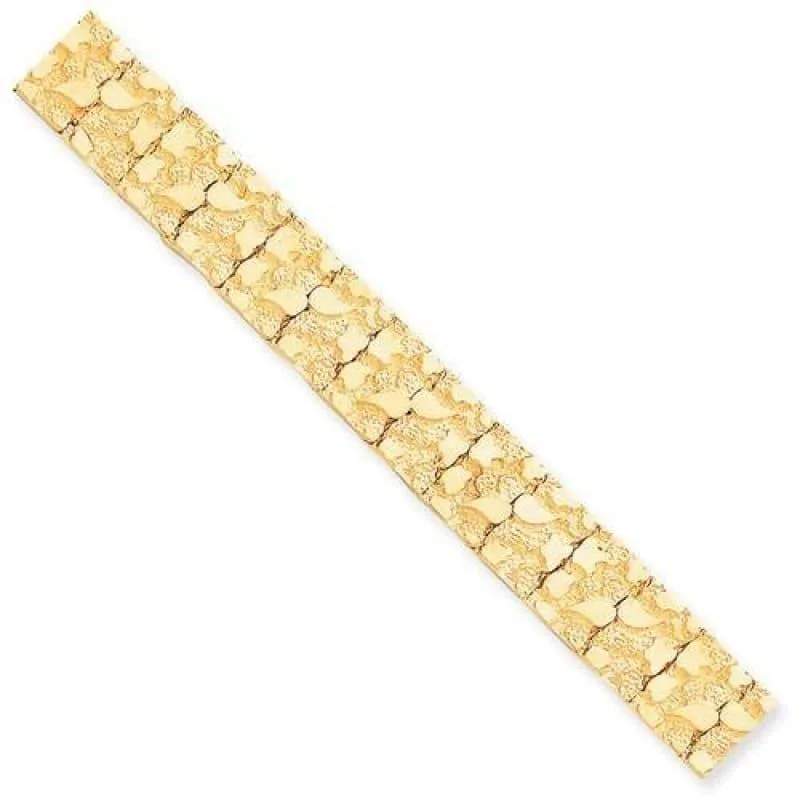 Ladies fashionable bracelet-10k 15mm Nugget Bracelet