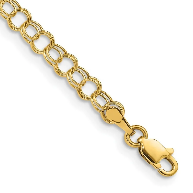 Ladies trendy bracelet-Curata 14k Yellow Gold 4mm Hollow Double Link Charm Bracelet Options: 7" 8"