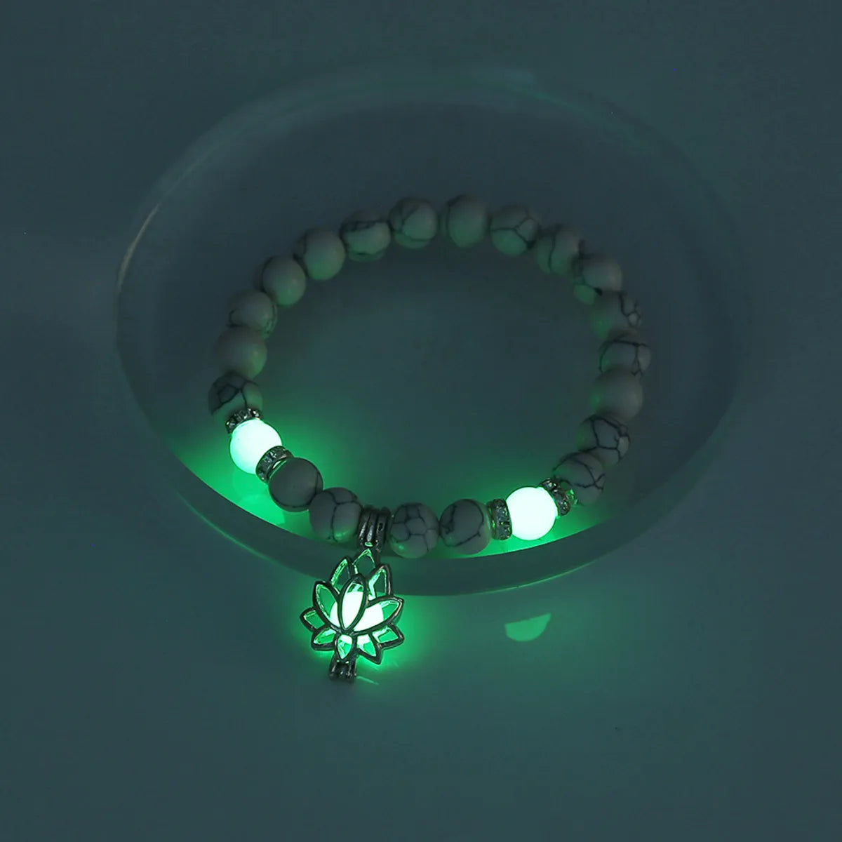 Ladies thick bangle-Turquoise Lotus Halloween Luminous Anklet Bracelet