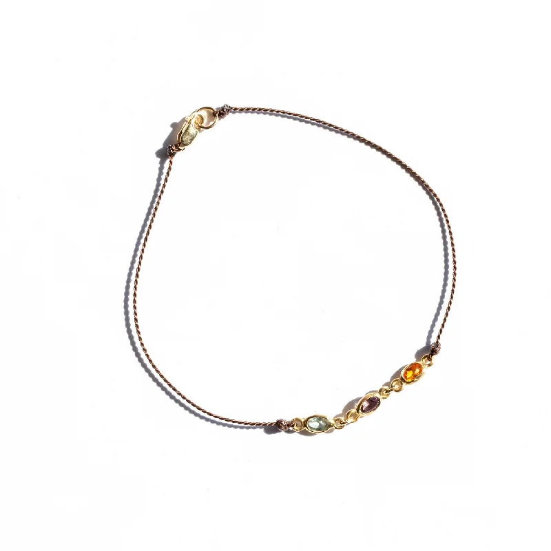 Ladies infinity bangle-Margaret Solow | Multi Rainbow Sapphire Cord Bracelet