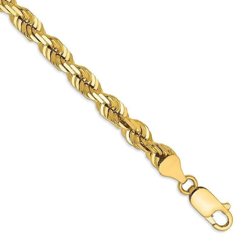 Ladies fashionable bracelet-14k 5.5mm Diamond Cut Rope Bracelet