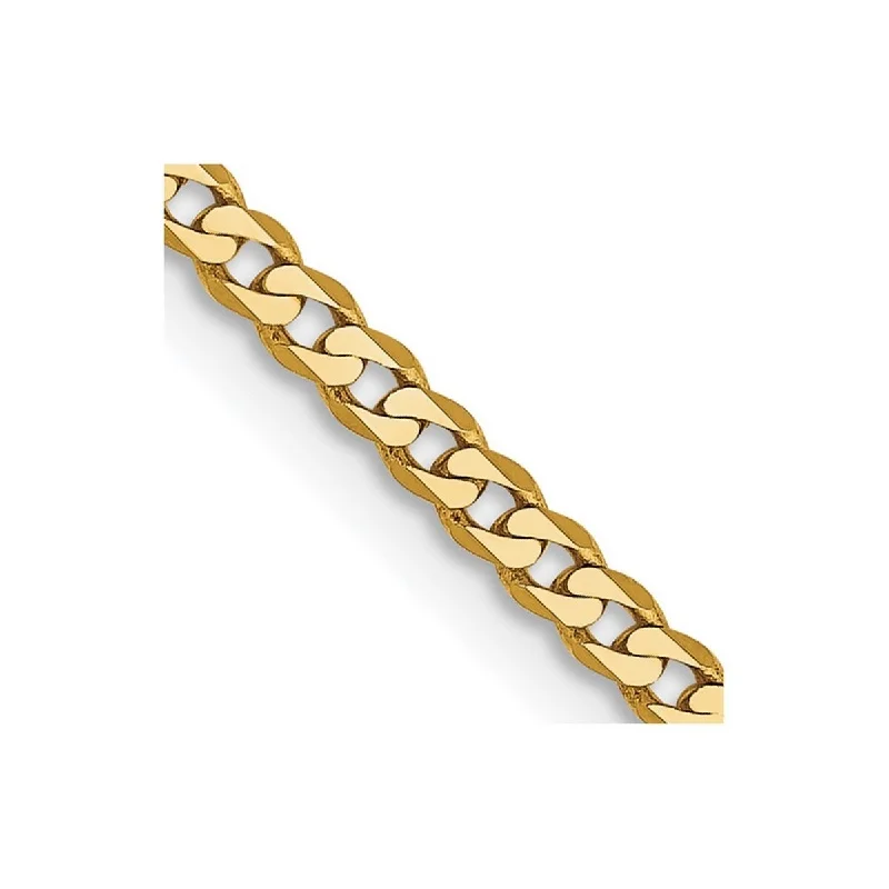 Ladies rose gold bracelet-Curata 14k Yellow Gold 2.2mm Beveled Curb Chain Bracelet Options: 7" 8"