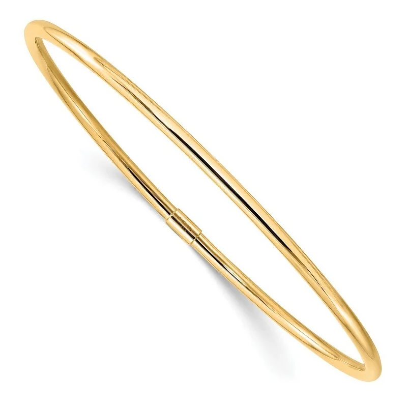 Ladies cuff bracelet-Curata 10k Yellow Gold 8.25" 3mm Polished Tube Slip on Stackable Bangle Bracelet