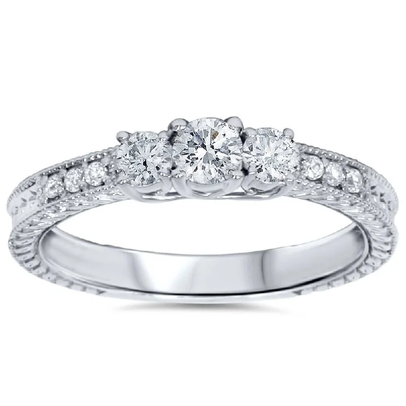 Ladies diamond engagement ring-1 1/4Ct Three Stone Diamond Engagement Ring Gold Lab Grown