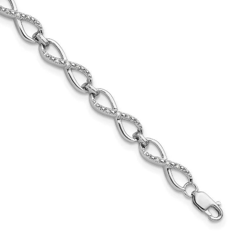 Ladies trendy bracelet-Curata 925 Sterling Silver Polished Diamond Bracelet