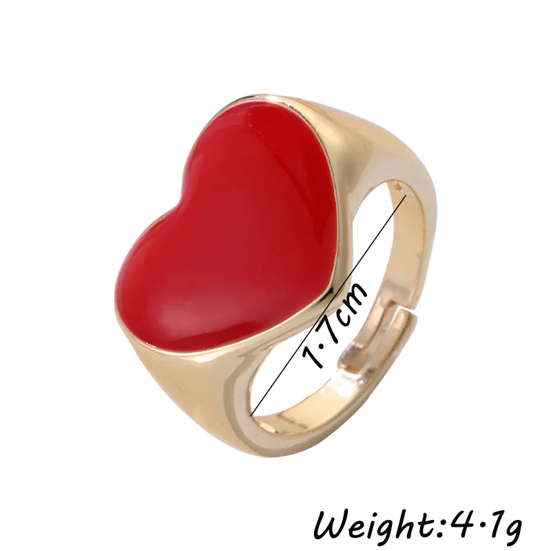 Ladies stackable ring-Elegant Streetwear Heart Shape Copper Enamel Open Rings