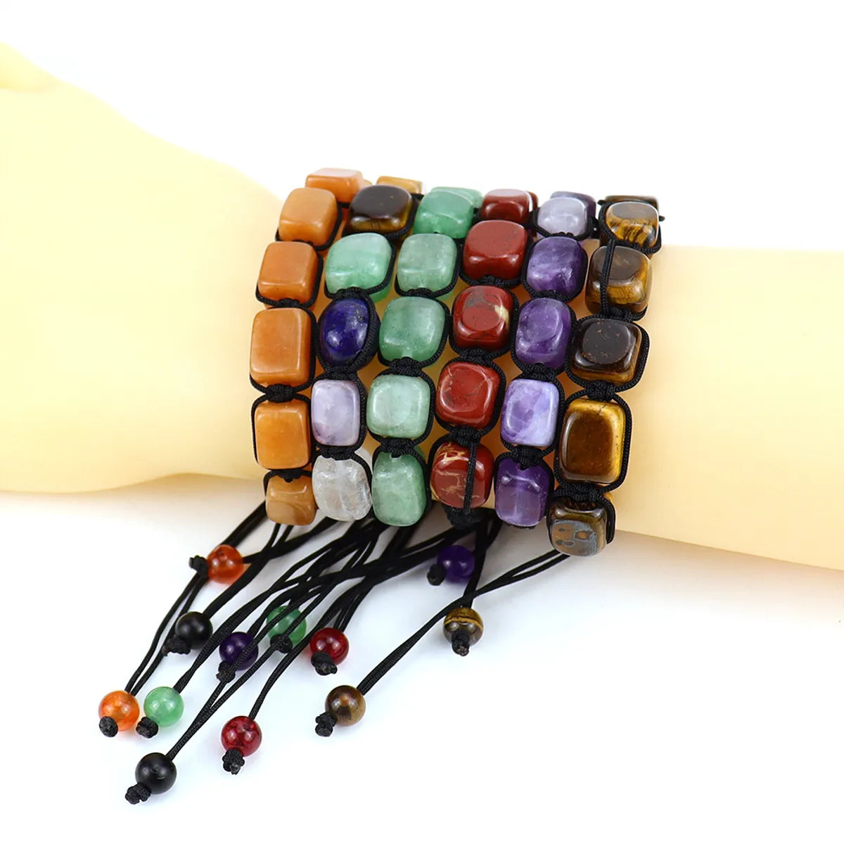 Ladies unique bangle-Ethnic Style Square Natural Stone Braid Bracelets