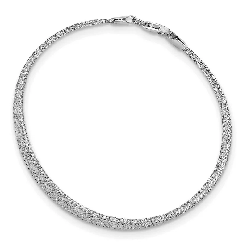 Ladies gold chain bracelet-Curata 14k White Gold 7" 6.9mm Stretch Mesh Graduated Bracelet