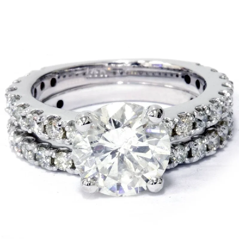 Ladies 1 carat diamond engagement ring-3 1/2 ct Diamond Engagement Wedding Ring Set 14K White Gold Clarity Enhanced