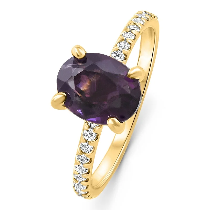 Ladies custom engagement ring design-2Ct Amethyst & Diamond Anniversary Engagement Ring Gold Lab Grown