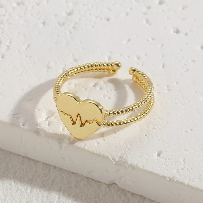 Heart Couple Rings 14K Real Gold