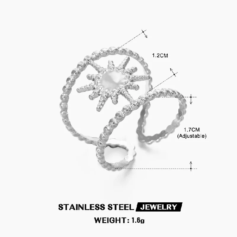 Steel Eight Awn Star Ring