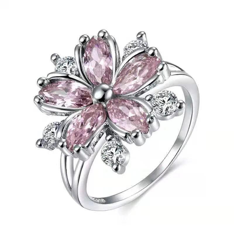 Ajz3039 Pink and White Ring