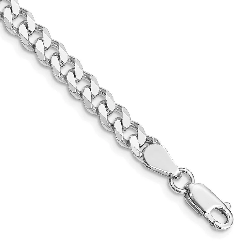 Ladies colorful bracelet-925 Sterling Silver Rhodium-plated 6mm Curb Chain Bracelet, 7"