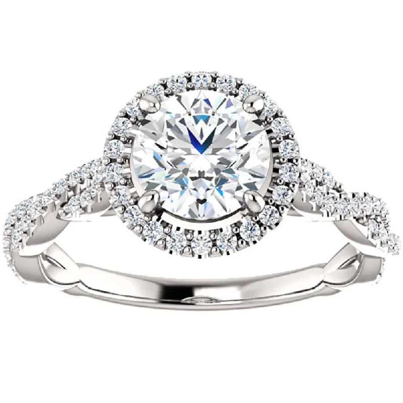 Ladies engagement ring with vintage appeal-1 1/3ct Diamond Halo Interwoven Engagement Ring White Gold