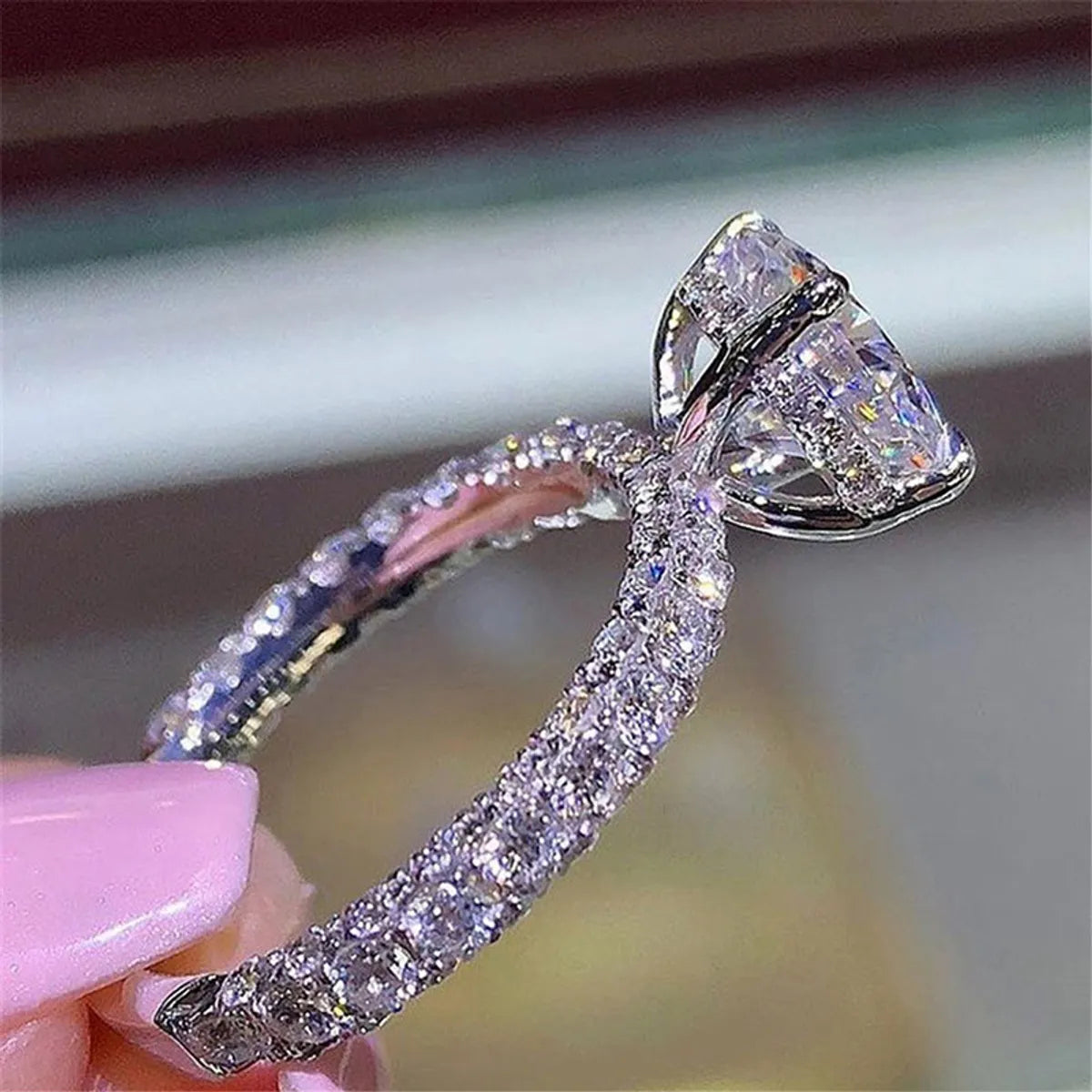 Ladies eternity ring for women-Fashion New Style Large Crystal Inlaid Rhinestone Ring