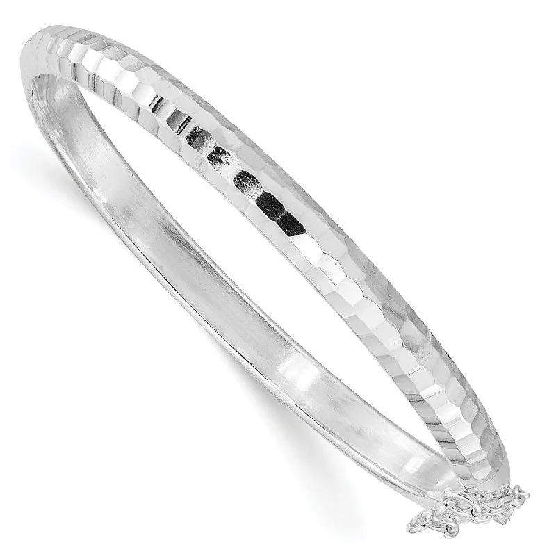 Ladies infinity bracelet-925 Sterling Silver and Diamond Cut Hinged Kids Bangle Bracelet (6.12grm)