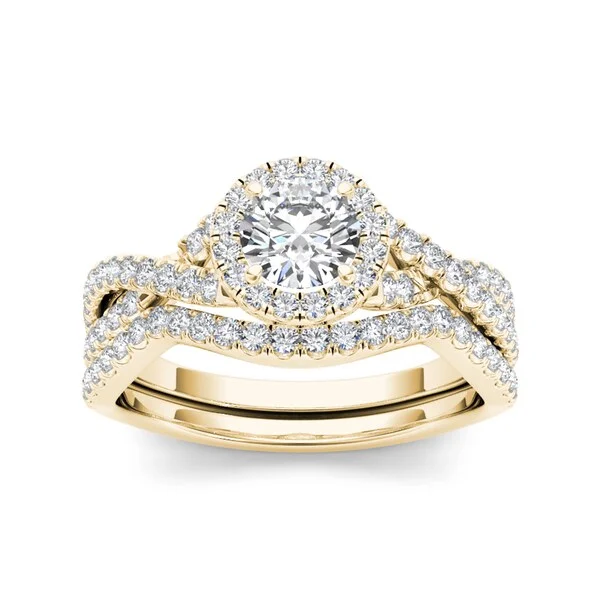 Ladies engagement ring with rose gold accents-De Couer 14k Yellow Gold 1ct TDW Diamond Engagement Ring